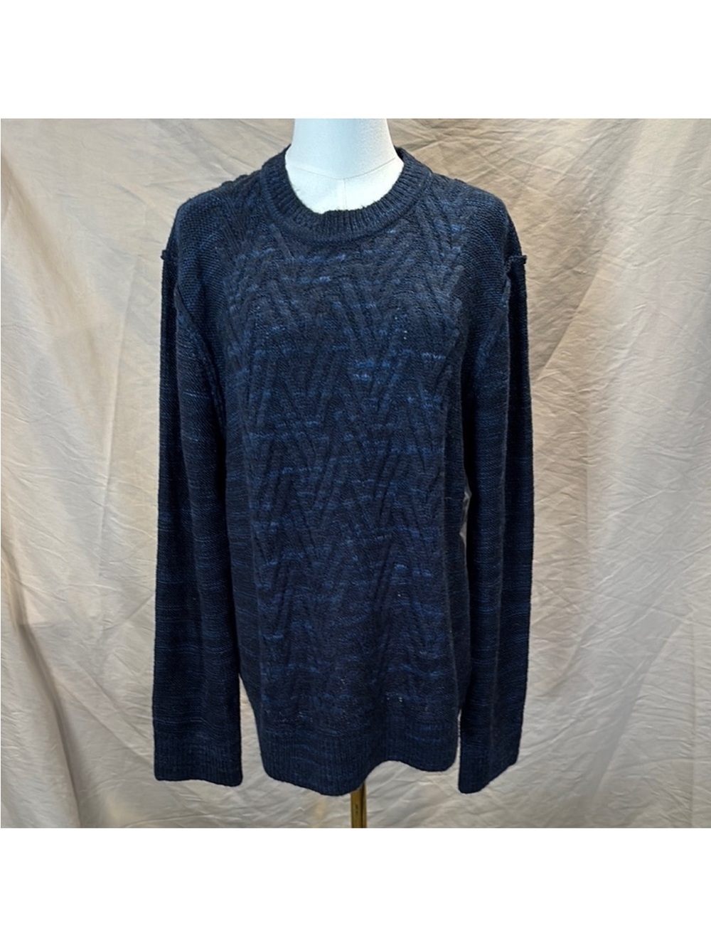 Calvin Klein Jeans Dark Navy Chevron Knit Crewneck Sweater
